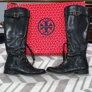 Tory Burch Lace Leather Boots with Buckle size 8